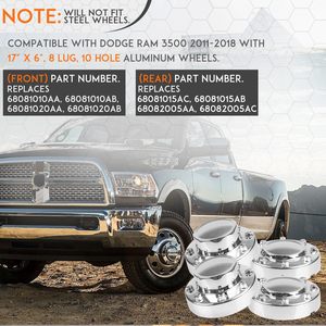 Enjoliveurs de roue Dodge Ram 3500, 139,7 mm PCD, 6 trous, chromés, avant et arrière, de remplacement - Product Image 4