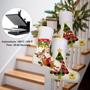 Calcetines Navideños Personalizados de Yute para Sublimación, Decoración Navideña para Colgar en el Árbol o Chimenea, Impresión por Transferencia de Calor DIY - Product Image 5