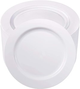 50 <span class=keywords><strong>assiettes</strong></span> à dîner élégantes, rigides et blanches, et 50 <span class=keywords><strong>assiettes</strong></span> à dessert sans BPA, ensemble d'<span class=keywords><strong>assiettes</strong></span> en plastique pour mariage, fête, restaurant - Product Image 4