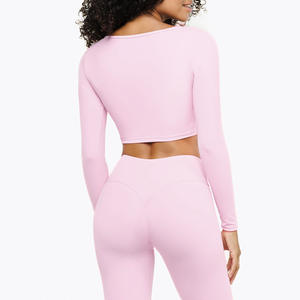 瑜伽套装2025运动服女性两件套无缝瑜伽套装，健身女性定制标志透气健身套装 - Product Image 3