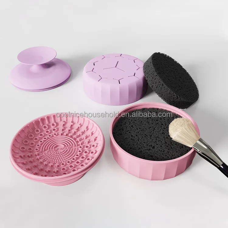 Multifunction Makeup Brush Cleaner Washing Brush Pad Cleaning Mat Cosmetic Brush Cleaner Silicone Make up Tool Scrubber Box