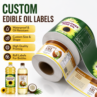 Étiquettes personnalisées pour huiles comestibles, autocollantes, résistantes à l'eau et à l'huile, en rouleau, pour l'emballage des bouteilles d'huile de tournesol et de noix de coco