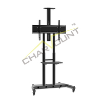 Chariot TV mobile Support de sol roulant Roues verrouillables Chariot à hauteur réglable 55-100 pouces Tableau blanc interactif Présentoir TV