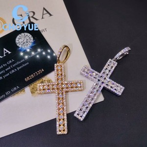 Factory Costom 925 Sterling <b>Silver</b> Cross Moissanite Men Pendant Round Cut Hip Hop <b>Charm</b> for Men Pass Diamond Tester GRA - Product Image 4