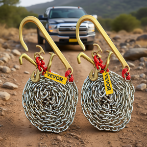 Cadena de remolque Vevor 5/16 x 10 pies G80 con ganchos en J, resistencia a la rotura de 9260 libras, ganchos de remolque de acero aleado para camiones. - Product Image 2