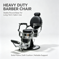 Fauteuil de Barbier Hydraulique Moderne avec Base Étoile Chromée et Repose-Pieds, Chaise de Coiffure en Cuir PU Pivotante à 360°, Équipement de Salon