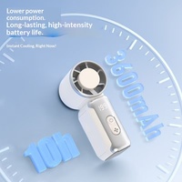 Ventilateur portable K813 haute vitesse à 3 vitesses, mini ventilateur de poche en plastique, moteur turbo sans balais USB, batterie 1200-2000 mAh, autonomie 1-3h