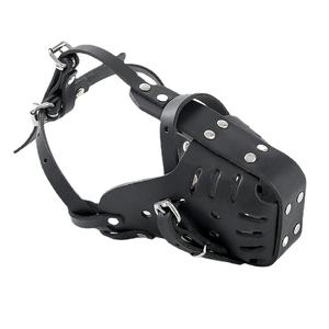 중형 ~ 대형 개를위한 조정 가능한 정품 가죽 개 총구 솔리드 패턴 물린 방지 호출 방지 무차별 수피 마스크 - Product Image 1