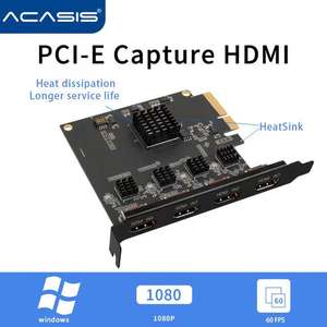 ACASIS <span class=keywords><strong>Dropshipping</strong></span> 4 kanal yakalama kartı hdmi <span class=keywords><strong>video</strong></span> yakalama kartı için PCIe oyunu 1080p60 Vmix Streaming akışı - Product Image 2