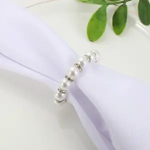 Atacado personalizado 9 pérolas/12 pérolas zinco ligas água diamantes luxo guardanapo anéis fivelas para banquetes de casamento