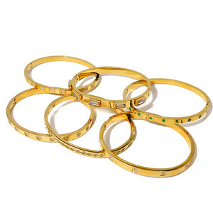 Bulk Luxury 316L Stainless Steel 14k 18k Gold Plated Fashion <b>Bracelets</b> & <b>Bangles</b> Cz Zircon Brand Designer <b>Bracelets</b> for Women - Product Image 5