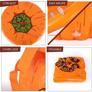 Seau gonflable d'Halloween, couleur orange, léger, durable, en PVC, 12x9 pouces, marque MAKE WAVES - Product Image 3