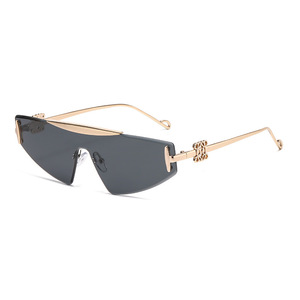 <b>Frameless</b> Cat Eye Sunglasses UV400 Metal <b>Frame</b> Women's Trendy Style For Outings Driving Parties - Product Image 5