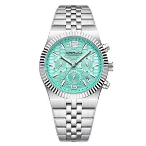 Nouvelle montre chronographe exquise pour homme, bracelet en acier inoxydable argenté, cadran nid d'abeille, étanche, aiguilles lumineuses, montre à quartz pour affaires - Product Image 5