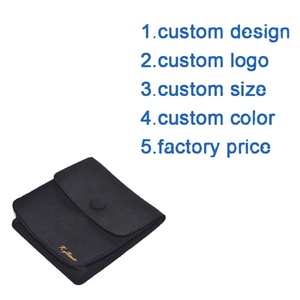 Luxury Embossed Logo 3D Microfiber Suede Gift Pouch <b>Necklace</b> Earrings Jewelry Button Pouch - Product Image 2