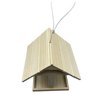 Wooden Birdhouse Ornament 17x16x22 Cm <b>Hanging</b> <b>Garden</b> Decoration Natural Finish Small Size - Product Image 5