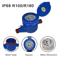 Contador de Agua Mecánico Multichorro con Rueda de Paletas DN15, Protección IP68, Precisión Clase B, ISO4064