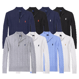 Pull à col zippé pour homme, en tricot, avec broderie de luxe, en coton, décontracté, personnalisé, RL Ralphes, tricoté, Laurenes, pulls pour hommes - Product Image 1