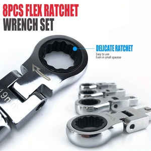 Ensemble portable de 8 clés à cliquet détachables et réglables, outil rotatif à 180° pour une utilisation facile - Product Image 3