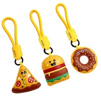 Porte-clés créatif en cuir en forme de nourriture, breloque gourmande pour garçons et filles, pendentif mignon de dessin animé pour clés de voiture, formes beignet, pizza, hamburger