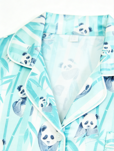 Pyjama court en satin pour garçon avec imprimé pandas, ensemble personnalisé pour enfants, manches courtes, boutons, ensemble de vêtements - Product Image 6