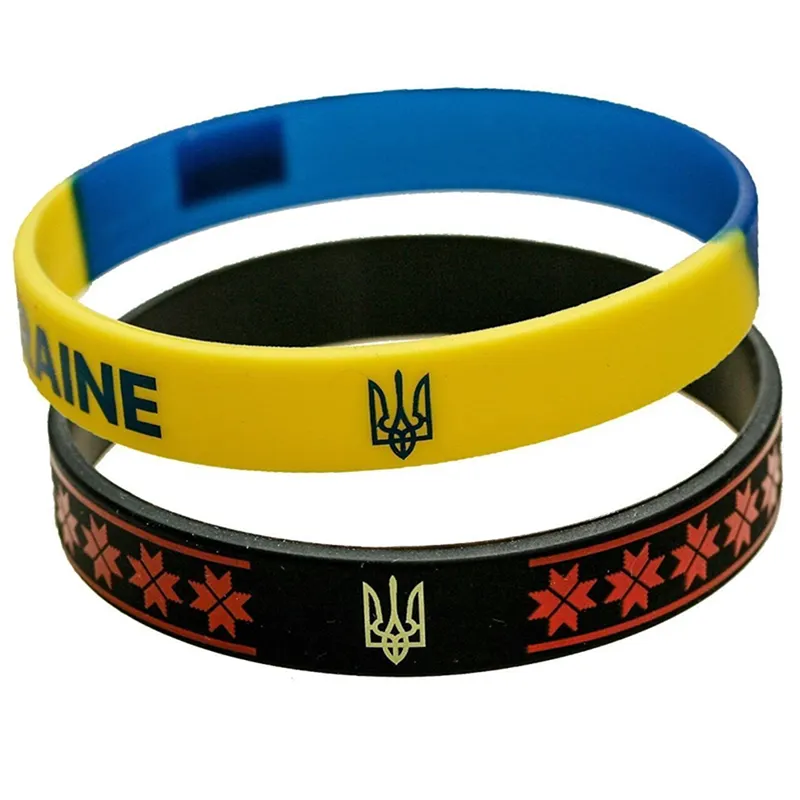 Bracelet en caoutchouc de Football Ukraine, drapeau National, jaune, Sport de Football, Silicone élastique, cadeaux