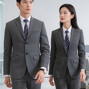 Tuta da lavoro professionale da <span class=keywords><strong>uomo</strong></span> nuova versione pendolarismo grigio antirughe a quattro vie elasticizzata pronta per la spedizione - Product Image 2