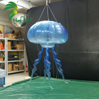 Ballon publicitaire gonflable en forme de méduse bleue transparente Hongyi, en bâche PVC, avec logo LED