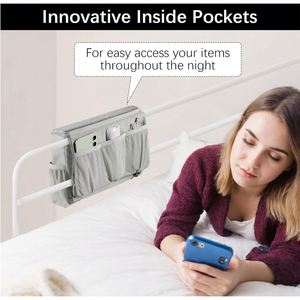 Sac de rangement suspendu en tissu pour chevet, 3 poches, pour magazines, télécommande, téléphone portable, lit superposé, sac de voyage – Grande Vente - Product Image 5