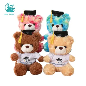Custom 15cm/23cm/28cm/35cm Lovely Stuffed Animals Plush Graduation Teddy Bear With Top Hat and Clothes