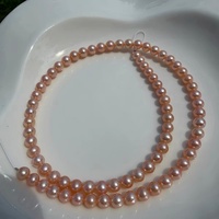 Chaîne de perles de culture d'eau douce Zhuji, qualité AA, forme presque ronde, 5-6 mm, couleur rose, perles semi-finies pour la fabrication de bijoux