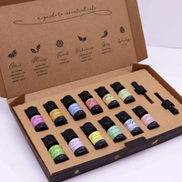 Ensemble de 12 huiles essentielles pures personnalisées avec étiquette privée, 5 ml, senteurs d'arbre à thé, emballage en boîte cadeau kraft, kit d'aromathérapie, OEM/ODM