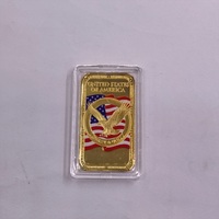 Barre commémorative plaquée or du Jour de l'Indépendance des États-Unis, Statue de la Liberté et Aigle, colorée, objet de collection