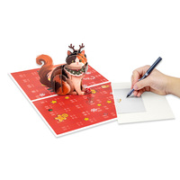 Carte de vœux 3D pop-up de Noël avec chat calico mignon, cadeau de Noël, carte pop-up avec enveloppe