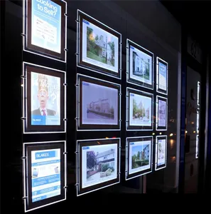 Real Estate Agent Hanging A3 A4 Illuminated Window Poster Displays Led Picture Frame