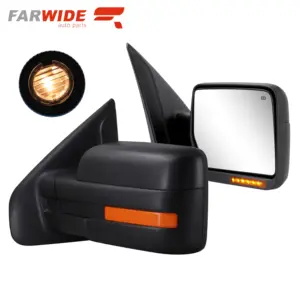 FARWIDE kaca spion samping truk Pickup, spion untuk Ford F150 2007 2014 dengan lampu sein pemanas daya