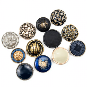 Vintage Metal Shank <b>Buttons</b> Round Embossed <b>Gold</b> Silver Blue Decorative Rhinestones Pearl Design for Clothing - Product Image 4