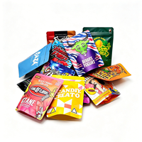 Des milliers de modèles de sacs en mylar personnalisés imprimés, 1g, 3.5g, 7g, 28g, 1lb, sacs en mylar à toucher doux, holographiques, résistants aux enfants, découpés à la forme
