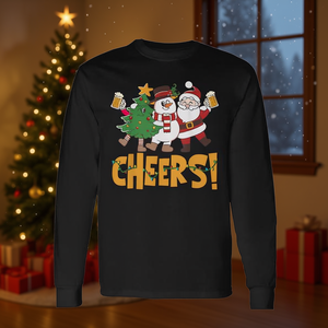 Maglietta a maniche lunghe con stampa 'Cheers Santa Drinking Beer Christmas Friends Squad' - Product Image 2