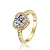 Bijoux romantiques plaqués or, en forme de cœur, argent sterling S925, coupe ronde, certificat GRA, bague en moissanite 1 carat VVS1 pour femmes