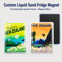 Aimant de réfrigérateur en acrylique avec logo personnalisé du fabricant, souvenirs de Nouvelle-Zélande, sable liquide et sable mouvant