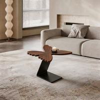 Table basse moderne en bois rotative en forme de fleur pour salon, ensemble de tables basses vintage en noyer avec tables d'appoint papillon