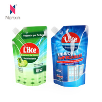 Prix usine Sachets souples à bec verseur pour lessive liquide, imprimés sur mesure, autoportants, pour recharge, 500ml 1L 5L avec bouchon