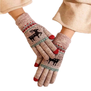 Cute Cartoon Winter Touch Screen <b>Gloves</b> Unisex <b>Wool</b> Knitted Warm Padded <b>Gloves</b> for Cycling Sports Outdoor Fishing Party Wear - Product Image 1