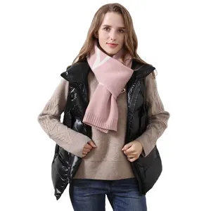 Winter 100% Merino Wool Cashmere Scarf Thick Warm Knitted Merino Wool Jacquard Scarf For Women