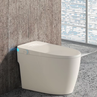 YUNJET WC intelligent avec télécommande, blanc, design épuré, à poser au sol, siège chauffant, cuvette allongée, double chasse S/P