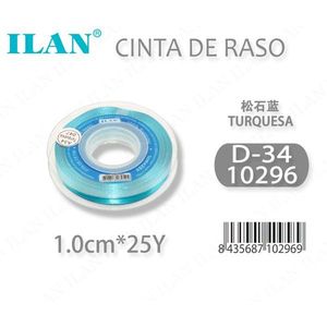 Ilan Satin <b>Ribbon</b> 1.0cm 25Y Turquoise D34 - Product Image 3