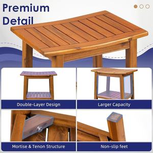 Tabouret de salle de bain en teck avec étagère de rangement, imperméable, utilisation intérieure et extérieure - Product Image 4