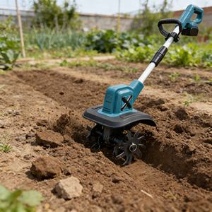 Mini motoculteur électrique rotatif avec moteur au lithium, micro-motoculteur agricole, désherbeur, tondeuse à gazon, facile à utiliser, léger (2,7 kg), noir/bleu - Product Image 3