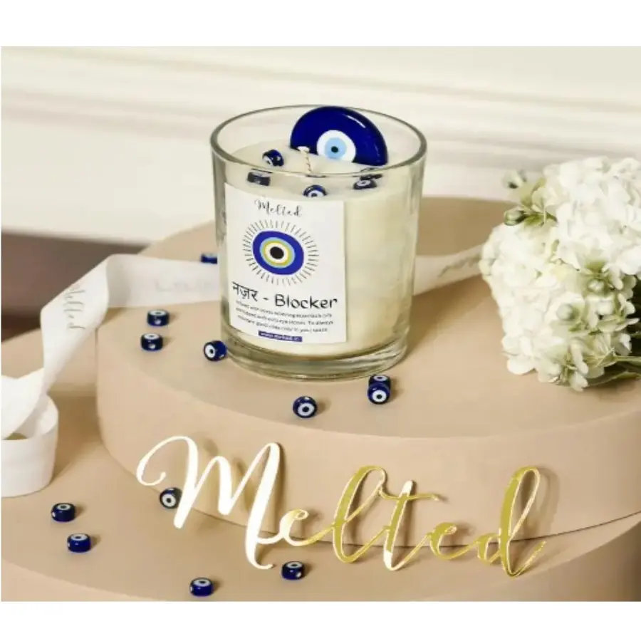 Velas perfumadas luxuosas para casamento, cera de soja de cristal natural, pedras preciosas de cura, mau olhado e caixa de presente, aniversário de aniversário